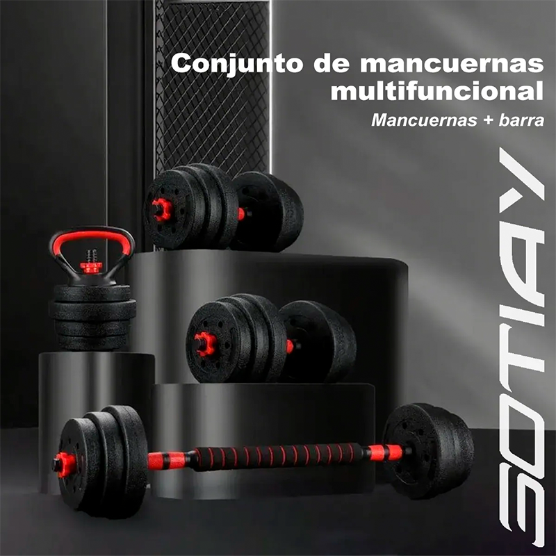 Mancuernas Ajustables Con Barra Kit De Ejercicio 30kg Negro - Imagen 4